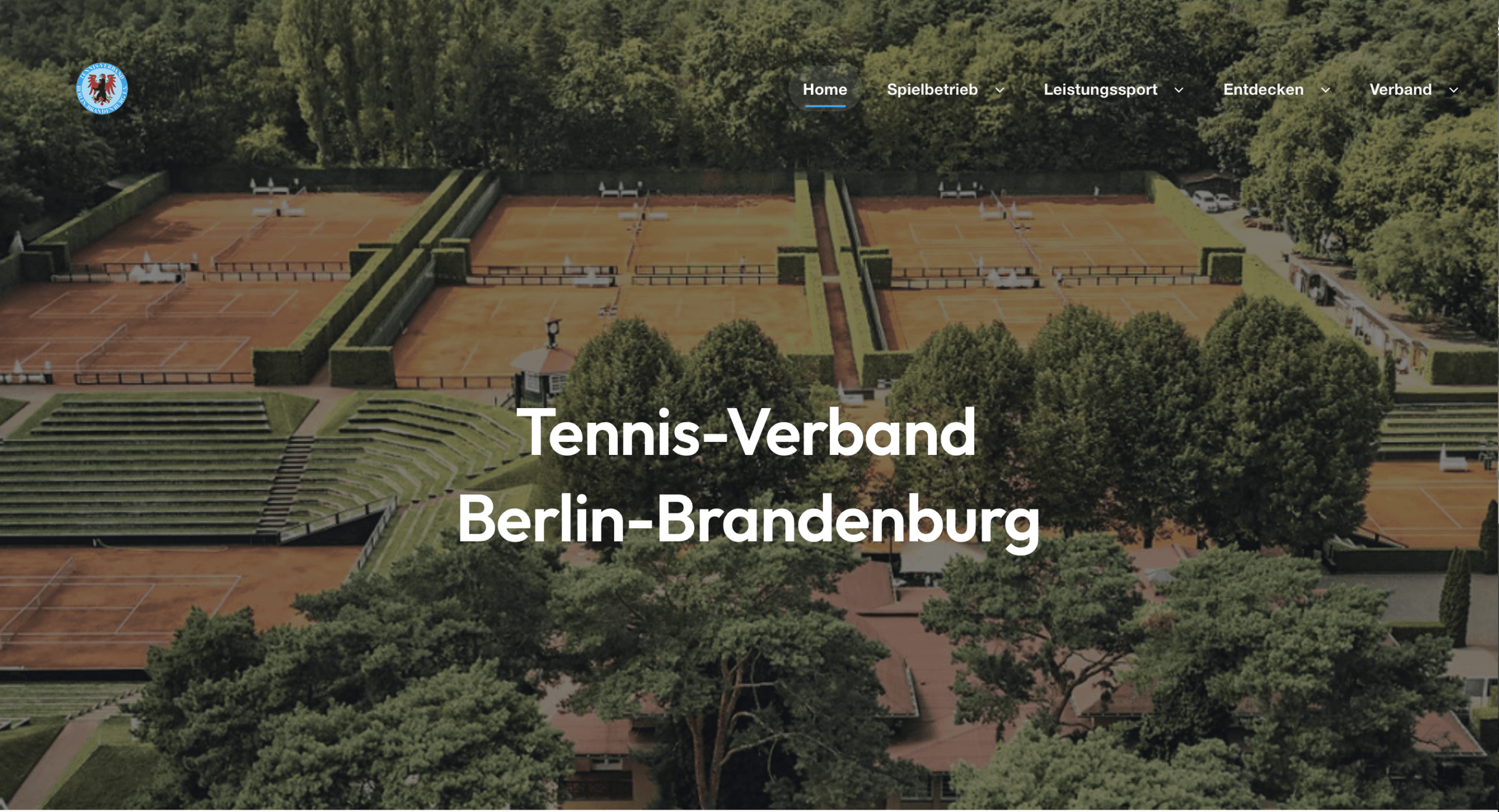 Screenshot der Website des Tennis-Verbands Berlin-Brandenburg
