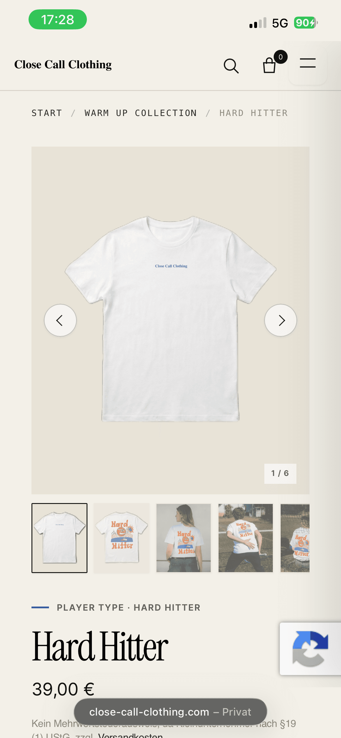 Mobile view of the Close Call Clothing online shop